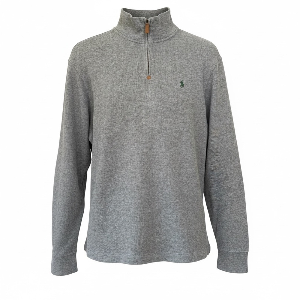 Polo Ralph Lauren Men’s M Light Gray 1/4-Zip 100% Cotton Lg Slv Top - Picture 2 of 10